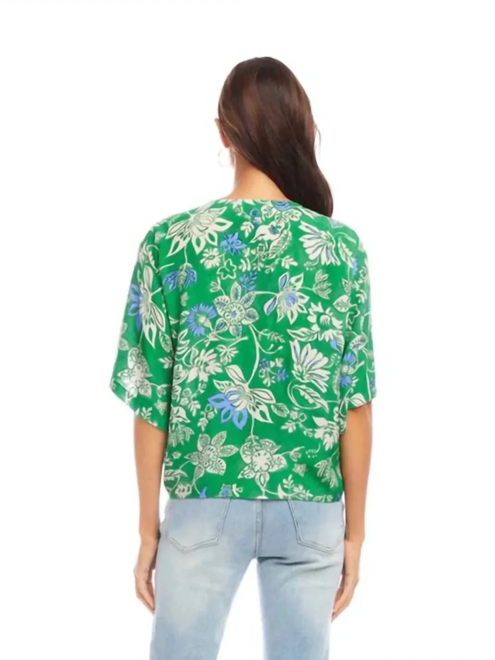Karen Kane Floral Flutter Sleeve Tie-Front Top Size XL NWT